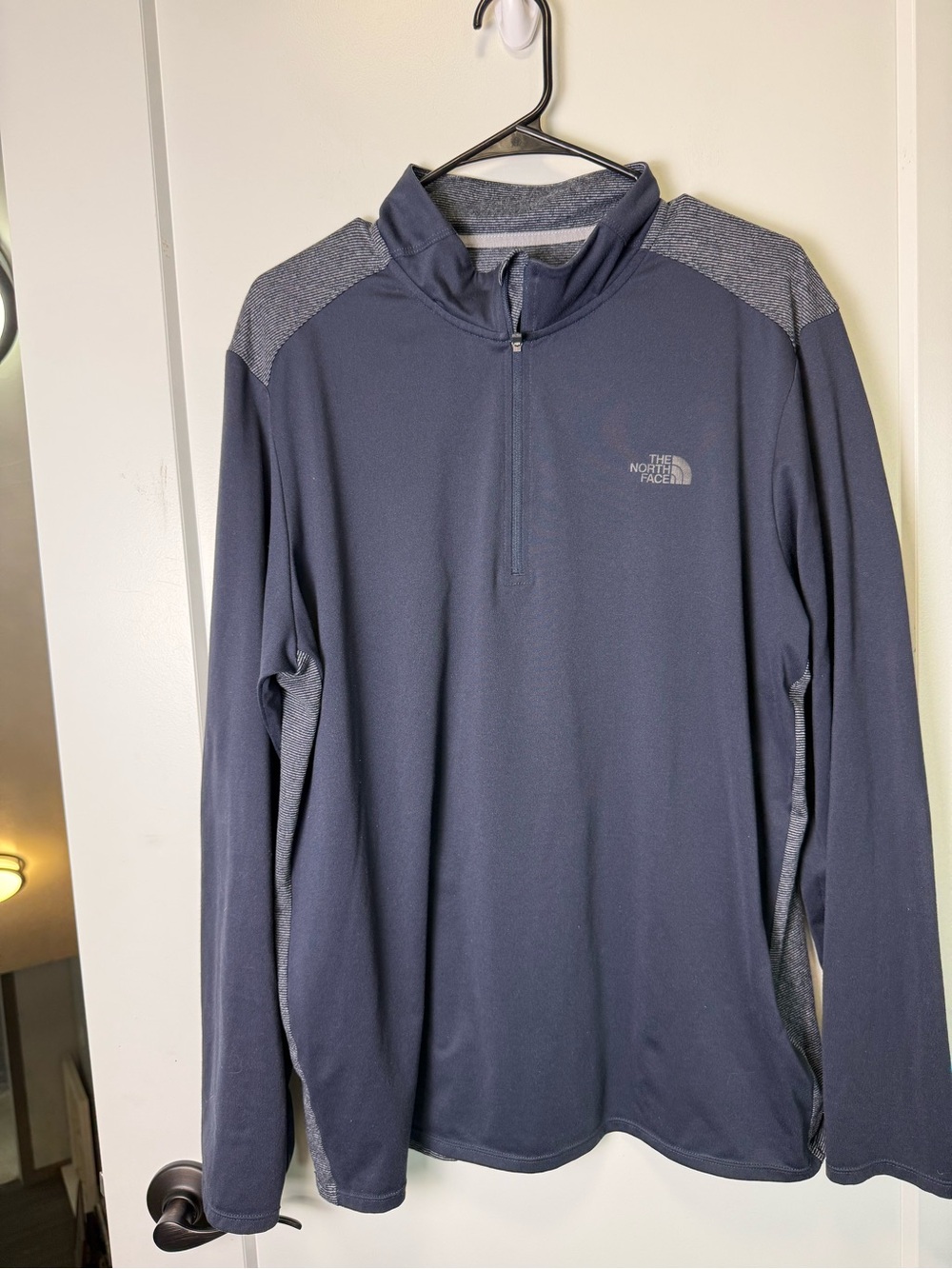 The North Face Mens Lightweight 1/4 Zip Pullover Sweatshirt Blue Grey Stretch XL